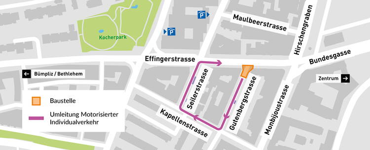 Plan Umleitung Sperrung Gutenbergstrasse